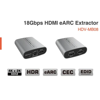 18gbps HDMI Audio Extractor Arc Earc Splitter Adaptér Pre HDTV Stereo Audio Výstup Rozdeľovača