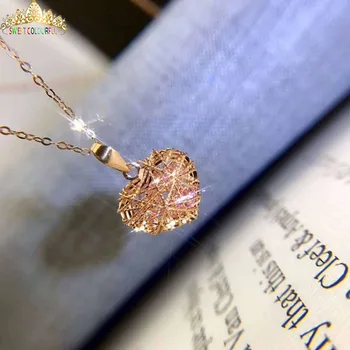 18K láska Romantický diamantový náhrdelník
