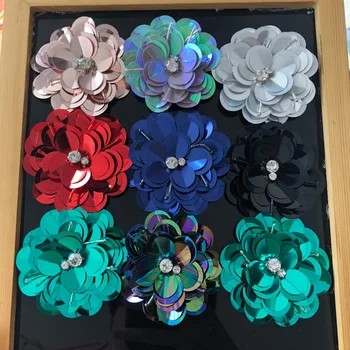 19 farbu veľké ručné stitched perličiek flitrami patch, 3D Flitre kvet patch topánky nášivka DIY doplnky, dekorácie