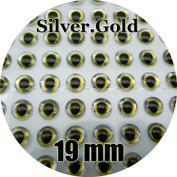 19 mm 3D Silver.Zlato / Veľkoobchod 160 Mäkká Tvarovaná 3D Holografické Ryby Oči, Lietať Viazanie, Prípravok, Lure