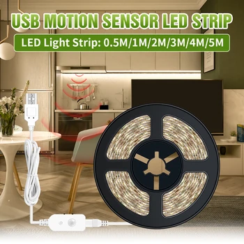 1M 2M 3M 4M 5M Pás Svetla USB Flexibilné Lampa LED Pásy PIR Snímač Pohybu Pásky Pásky LED Vodotesný Tiras LED Pod Skrinku Lampa