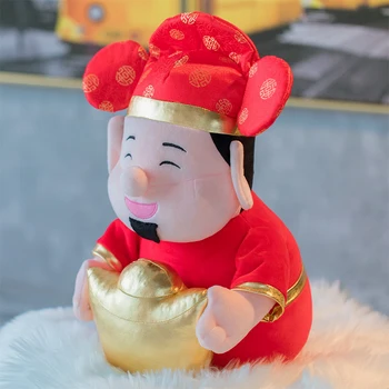 1pc 35 cm Boh Šťastia v Novom roku maskot Čínsky Nový Rok v Číne Šaty človeka Maskot v Tang Vyhovovali Plyšové Mäkké Bábiky Party Dekorácie