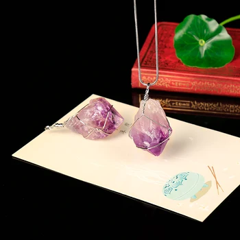 1PC Prírodné ametyst rudy prívesok pedras naturais e minerais dáva náhrdelník meditácie liečivé kryštály strany darček