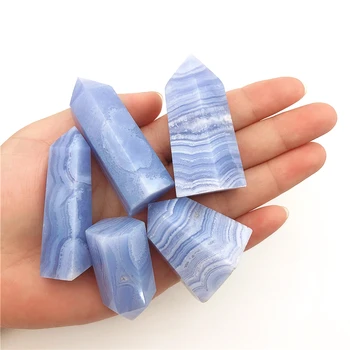 1PC Prírodné Modrá Čipky Achát Crystal Bod Minerálne Ornament Uzdravenie Prútik Domova DIY Darček Prírodné Kamene a Minerály