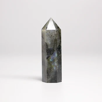 1PC Prírodný Krištáľ Labrador Kameň Šesťhranný Stĺp Crystal Prútik Ozdobené Quartz Stone HomeDecor DIY Darček Decor