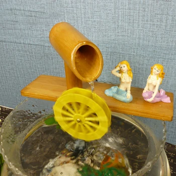 1pcs Bambusu Ploche Mini Prameň Vody Funkcie Ornamentu Office Šťastie Bonsai Domova Darček k Narodeninám