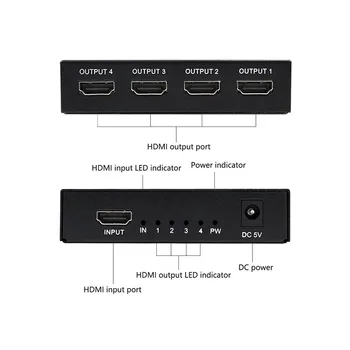 1PCS HD 4K HDMI Splitter 1X4 Port 3D UHD 1080p 4K*2K Video HDMI Prepínač Prepínač HDMI 1 Vstup 4 Výstup s sieťový adaptér