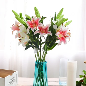 1PCS Lily hodvábnej látky umelý kvet svadobné dekorácie DIY veniec darček výzdoba domov plavidlá rastlín falošné kvet