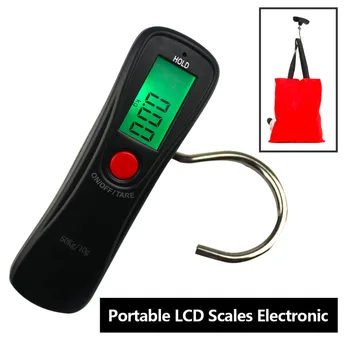 1pcs Mini Presné meranie hmotnosti Elektronické rozsahu 50 kg x 10g LCD displej závesné váhy strane stupnice Rybárske háku váhy