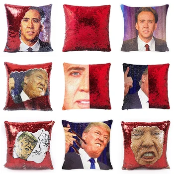 1pcs Trump Reverzibilné Lesklé Vankúš Magic Nicholas Cage Vankúš Dekoratívny Vankúš 40x40cm