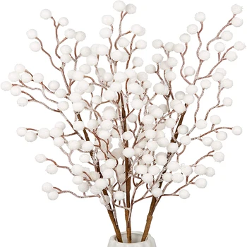 1Pcs Umelé Biele Bobule Stonky Vianočné Berry Pobočiek Na Kvety Opatrenia&Home DIY Remesiel Falošné Sneh Strom Dekorácie