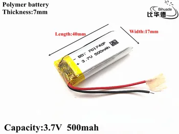 1pcs/veľa 3,7 V 500mAH 701740 Polymer lithium ion / Li-ion Nabíjateľnú batériu, pre DVR,GPS,mp3,mp4