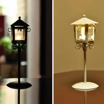 1pcs Vintage Železný Svietnik Pouličné Lampy Dizajn Black White Candleholder Poschodí Lampa Európskej Nábytok Artware Domova