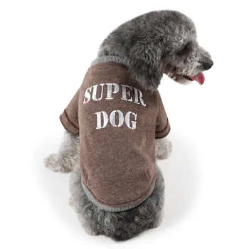 1PCS Výšivky Super Pes Svetre francúzsky Buldog Psie Oblečenie Športové Sveter Šteňa Oblečenie Pes, Fleece, Bunda, Kabát Teddy Oblečenie