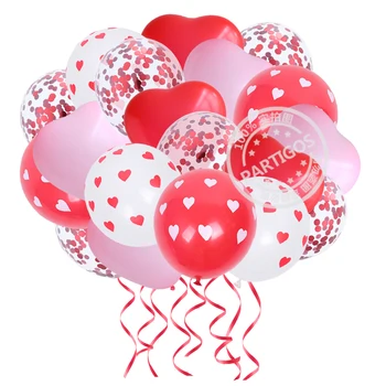 1set Veľké Pery Dvojité Niesť Objať Srdce Fóliové Balóniky Červená Petal Biele Srdce Latex Globos Milujem Vás, Valentína, Svadbu, Výzdoba