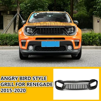 1X Naštvaný Vták Štýl Gril Pre Jeep Renegade-2020 Upgrade Vzduchu Matný Čierny ABS Predný Nárazník Hornej Hood Protector