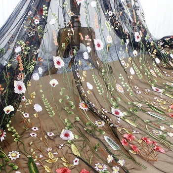 1yard Kvet, Net Vyšívané Textílie Afriky Čipky Materiál Šiť Na Svadobné Šaty Šaty Textílie Patchwork Hobby Šírka 140 cm HB181