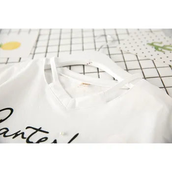 2 3 4 5 6 7 Rokov Deti Oblečenie Dievčatá Sukne Vyhovovali List Biele Tričko Top 3D Kvet Nášivka Lištovanie Tutu Sukne Deti Oblečenie