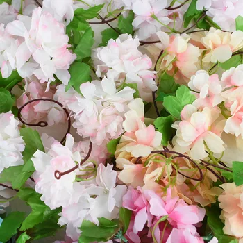 2.3 m Kvetinový Veniec Umelý Kvet Reťazec S Listy, Hodváb Sakura Cherry Blossom Ivy Viniča Pre Domov, Záhradu Svadobné Arch Dekor