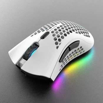 2.4 GHz Wireless Gaming Mouse 7 Tlačidlo 1600 DPI Nastaviteľné RGB Podsvietenie Dobíjacia Myš Ľahký Honeycomb Shell Hráč Myší