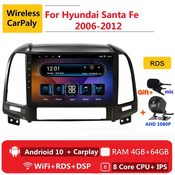2 din 8 core android 10 autorádia auto stereo pre Hyundai Santa Fe 2 2006 2007 2008 - 2012 navigácia GPS, DVD Multimediálny Prehrávač