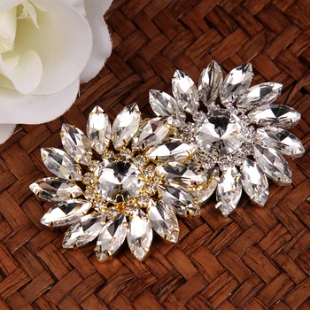 2 ks 5 cm Sun Flower Crystal Kamienkami Ramienka Tlačidlá Zlato, Striebro Kabát Tlačidlo Šitie DIY Remeslá
