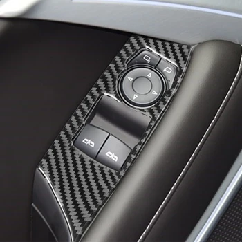 2 ks Auto styling Uhlíkových Vlákien 3D Nálepka interiéru Vozidla sa Okno ovládací panel tlačidlo Rám, Kryt pre Chevrolet Camaro 2017-2019