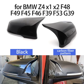 2 ks Auto Styling Vynikajúce Čierne Zrkadlo Pokrytie Čiapky Uhlíkových Vlákien Vzor pre BMW 2 Séria Z4 X1 X2 F48 F49 F45 F46 F39 F53 G39