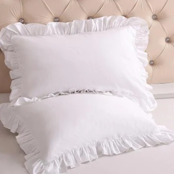 2 ks Biely povlak na Vankúš posteľná bielizeň Bavlna Pevné Prehrabať Vankúš Sham Princezná Európskej Vankúš, Chránič 48x74cm