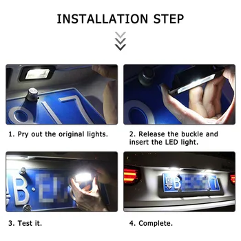 2 ks Canbus Žiadne Chybové LED Auto Svetlá Na Ford Fiesta Fusion Mondeo MK2 LED Auto Licenčné Číslo Doska Lampa zadné Svetlo 6500K Biela
