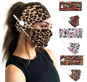 2 Ks /set Ženy, Leopard hlavový most, Tlačítko Hairband s Maskou Športové Elastické Hlavu Kapely Vlasy Príslušenstvo Leopard Turban Vlasy Kryt
