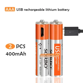 2 KS SORBO 1,5 V 400mAh Nabíjateľné AAA Lipo Batérie S 4 V 1 Nabíjací Kábel