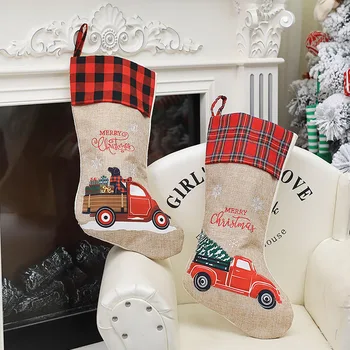 2 ks/Taška/Auto Vzor Vianočné Ponožky/Červená a Čierna Bielizeň, Ponožky/Candy Bag/Vianočný Strom Dekorácie Prívesok Dekorácie
