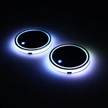 2 KS Univerzálny Auto LED Držiak Praktické Anti-Slip Pohár Mat Svetlo Dráha Solárne Nabíjanie