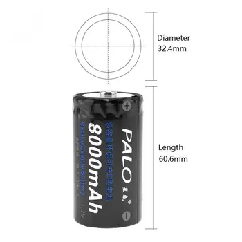 2 ks/veľa 1.2 V D Veľkosť 8000mAh Ni-MH Dobíjacie Batérie s Viac-Ochrana prúdu pre Blesk / Voda, Kúrenie / Plynový Sporák