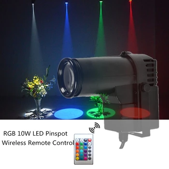 2 ks/veľa Bezdrôtové Diaľkové Ovládanie 10W LED Reflektor LED Pinspot Svetlo RGB Lúč Bodové Osvetlenie, DJ, Disco Party Podsvietenie Fáze Svetlo