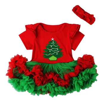 2 KS Vianočné Novorodenca Prehrabať Romper Šaty + hlavový most Party Oblečenie Kostým Vianočné Oblečenie pre Dievčatá