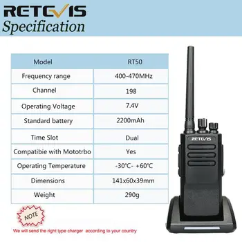 2 ks Vysoký Výkon DMR Rádio, Digitálny Vodotesný IP67 Walkie Talkie Retevis RT50 Displej UHF VOX Prenosné Na Pôvodné Sklad Farma