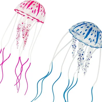 2 ks Žiariaci Efekt Umelých Medúzy akvárium Akváriu Dekorácie Kremíka Želé Rýb Nádrže Malá Ozdoba Ružová+Modrá BJStore