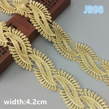 2 metrov 4.2 cm široký zlato vo vode rozpustné výšivky, čipky, textílie, čipky náhrdelník vlasy príslušenstvo čipkou trim JB98