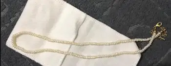 2 mm biela barokový ploché Prírodné perly choker náhrdelník zlatá spona rozšíriť reťazca sladkovodné perly Žena Šperky 35 cm 43 cm 14