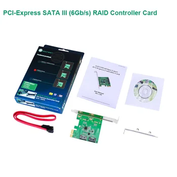 2 Portu SATA III (6Gb/s), PCI-Express 2.0 x1 RAID Radič Karty s nízkym profilom držiak ASMedia ASM1061 čip