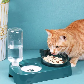 2-v-1 Automatické Pet Mačka Pes Vody Potraviny Misky pre Mačky Pitnej Misy Mačky, Pet Zásobník Vody Prenosné Psa Kŕmenie Jedlo Misa