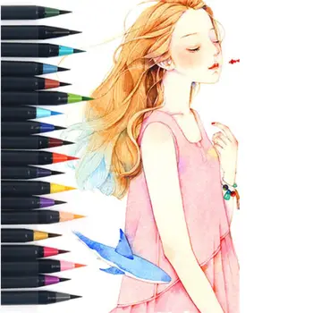 20 Farba Premium Maľovanie Mäkký Štetec, Pero Sada Akvarelových Značky Pero Účinok Najlepšie Pre Maľovanky Manga, Komiks Kaligrafie