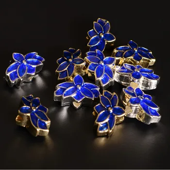 20 KS 15.5*10 mm Módne Kovové Medi lotosové Kvety Korálky Smalt HOBBY Ručné Dištančné Korálky DIY Šperky Komponentov