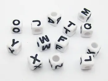 200 ks biela farba black list korálky Abecedy Korálky Puzzle kocky korálky DIY Loom Pásma Náramky šperky 6 mm