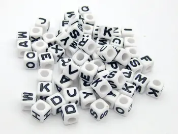 200 ks biela farba black list korálky Abecedy Korálky Puzzle kocky korálky DIY Loom Pásma Náramky šperky 6 mm