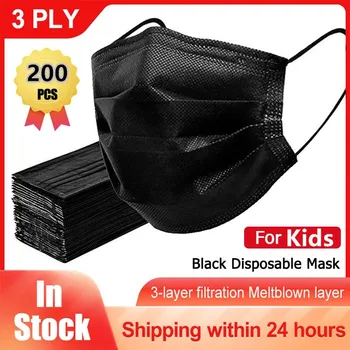200 Ks detské jednorázové masky Proti znečisteniu Jednorazové Pleťová Maska 3 Vrstvy Non-tkané Filter Osobné Úst pleťové Masky