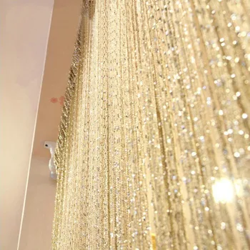 200x100 cm Luxusné Crystal Opony Delič Strapec cortinas Okno Opona a Výzdoba Lesklé Línie String Dvere Izba Domov Flash