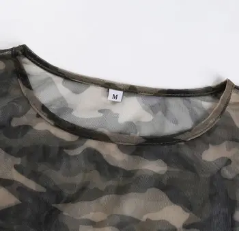 2017 Módne Oblečenie pre Ženy Bežné Dlhý Rukáv T-shirt Letné Plodiny Topy Vojenské Štýl Oblečenia Žena Kamufláž T-shirts